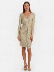 Lauren Ralph Lauren Sukienka koktajlowa 253919827005 Złoty Slim Fit. Żółte sukienki damskie Lauren Ralph Lauren, bez wzorów, z syntetyku, wizytowe, bez kołnierzyka, bez ramiączek. Za 2,469.00 zł.