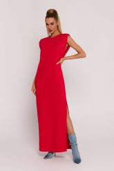 Długa bawełniana sukienka maxi czerwona. Czerwone sukienki damskie MOE, na lato, m, bez wzorów, z bawełny, bez kołnierzyka, bez ramiączek, maxi. Za 319.00 zł.