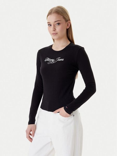 Tommy Jeans Bluzka Essential DW0DW21844 Czarny Regular Fit. Czarne bluzki damskie Tommy Jeans, m, bez wzorów, z bawełny, bez kołnierzyka, bez ramiączek. Za 149.99 zł.