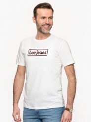 MĘSKI T-SHIRT LEE LEE JEANS TEE BRIGHT WHITE L65LFELJ 112116078. Białe t-shirty męskie Lee, l, bez wzorów, z jeansu, bez kołnierzyka. Za 69.99 zł.