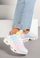 Biało-Różowe Buty Sportowe Sneakersy z Tłoczoną Cholewką Calzivis. Białe buty sportowe na co dzień damskie Renee, z aplikacjami, z jeansu. Za 119.99 zł.