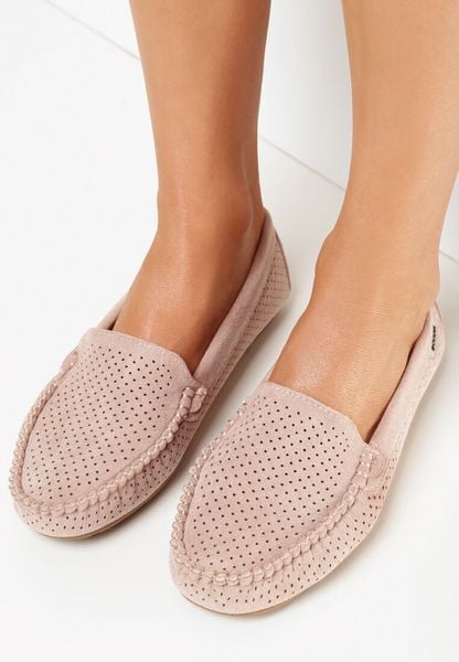 Różowe Mokasyny Thalothee. Czerwone mokasyny damskie Born2be, ze skóry. Za 99.99 zł.