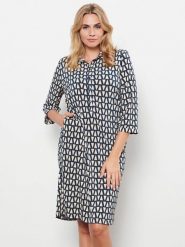 &Co Woman Sukienka "Lolly" w kolorze granatowo-kremowym rozmiar: XXL. Brązowe sukienki damskie &Co Woman, na co dzień, xxl, bez wzorów, bez kołnierzyka, bez ramiączek, midi, proste. Za 232.95 zł.