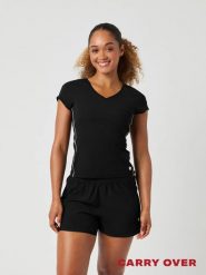 Bjorn_borg ACE V NECK T-SHIRT z recyklowanego poliestru – BLACK BEAUTY. Czarne t-shirty damskie Björn Borg, xs, bez wzorów, bez kołnierzyka. Za 249.50 zł.