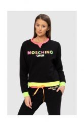 MOSCHINO Czarna bluza z neonowym logo. Czarne bluzy bez kaptura damskie MOSCHINO, s, z bawełny. W wyprzedaży za 459.99 zł.