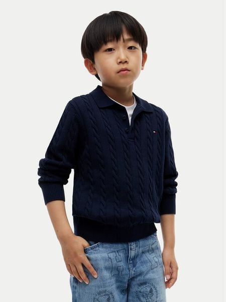 Tommy Hilfiger Sweter KB0KB10624 Granatowy Regular Fit. Niebieskie swetry chłopięce Tommy Hilfiger, bez wzorów, z bawełny, bez kołnierzyka. Za 369.99 zł.