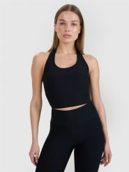 4F Crop top slim gładki damski 4F x Anna Lewandowska - czarny XS. Czarne topy damskie 4f, l, bez wzorów, z dzianiny, bez kołnierzyka. Za 59.99 zł.