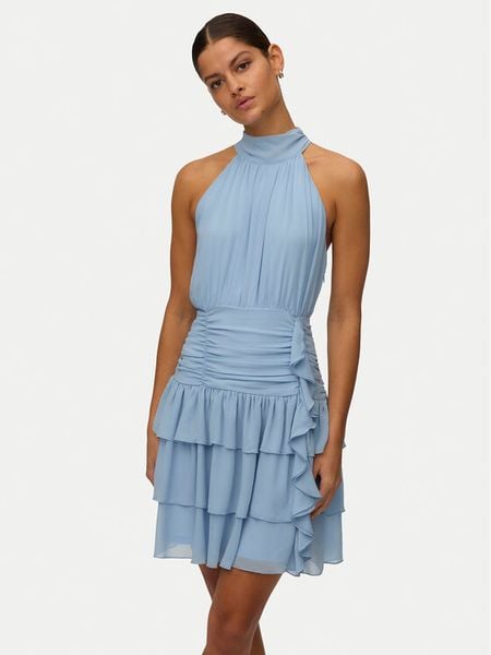 Vero Moda Sukienka koktajlowa Serena 10348178 Niebieski jasny Regular Fit. Niebieskie sukienki damskie Vero Moda, l, bez wzorów, z syntetyku, wizytowe, bez kołnierzyka, bez ramiączek. Za 249.99 zł.
