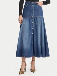 Guess Spódnica jeansowa W6GD09 D0702 Niebieski Regular Fit. Niebieskie spódniczki damskie Guess, z aplikacjami, z jeansu. Za 524.99 zł.