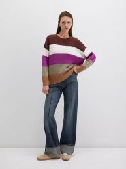 MAVI Sweter w kolorze brązowo-fioletowo-oliwkowym rozmiar: XL. Brązowe swetry klasyczne damskie MAVI, xl, z bawełny, bez kołnierzyka. Za 124.95 zł.