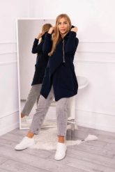 Bluza ocieplana z asymetrycznym suwakiem granatowa. Bluzy z kapturem damskie KESI, l, z bawełny. Za 238.37 zł.