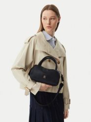 Tommy Hilfiger Torebka Th Logotape Mini Satchel AW0AW18743 Czarny. Czarne torebki klasyczne damskie Tommy Hilfiger, bez wzorów, ze skóry, bez dodatków. Za 489.99 zł.