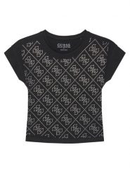 Guess T-Shirt J5YI37 K6YW4 Czarny Regular Fit. Czarne koszulki dziewczęce Guess, z aplikacjami, z bawełny, bez ramiączek. Za 79.99 zł.