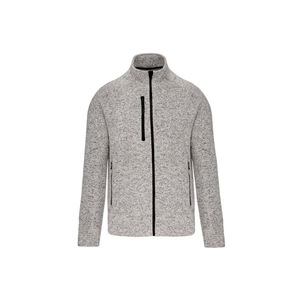 Cętkowana kurtka z zamkiem błyskawicznym Kariban. Szare kurtki męskie KARIBAN, m, bez wzorów, z dzianiny, sportowe, bez kaptura. Za 229.00 zł.