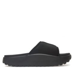 Klapki Tommy Jeans. Czarne klapki damskie Tommy Jeans, bez wzorów, z jeansu, bez obcasa. Za 199.99 zł.