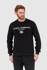 DOLCE & GABBANA Czarna bluza z haftowanym logo. Czarne bluzy bez kaptura męskie Dolce and Gabbana, m. W wyprzedaży za 1,879.99 zł.
