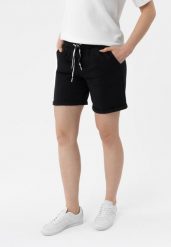 Szorty dresowe M-HOLY. Czarne szorty damskie Volcano, bez wzorów, z bawełny, klasyczne. Za 89.99 zł.