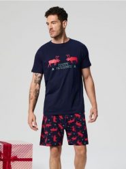 Piżama dwuczęściowa - granatowy. Niebieskie piżamy męskie Sinsay, l, bez wzorów, bez ramiączek. Za 39.99 zł.