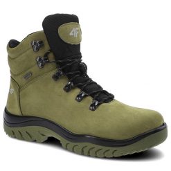 Zielone Trekkingi 4F Męskie Sportowe Buty Zimowe. Zielone buty sportowe na co dzień męskie 4f, na zimę, z nubiku, bez zapięcia, trekkingowe. Za 349.00 zł.