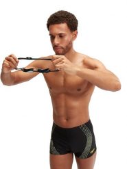 Speedo Kąpielówki "Eco Tech" w kolorze czarno-żółto-błękitnym rozmiar: 7. Czarne kąpielówki męskie Speedo, bez wzorów, z materiału. Za 89.45 zł.