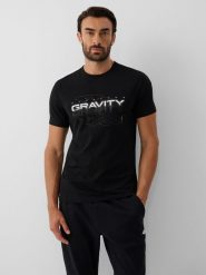 4F T-shirt slim z nadrukiem męski - czarny M. Czarne t-shirty męskie 4f, m, bez wzorów, z bawełny, bez kołnierzyka. Za 69.99 zł.