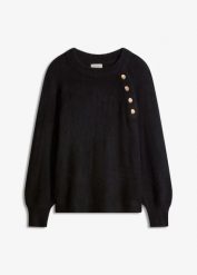 Sweter. Czarne swetry klasyczne damskie bonprix, bez kołnierzyka. Za 109.99 zł.