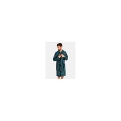 Szlafrok męski polarowy L746307- L długi zielony jodełka. Zielone szlafroki męskie Massana Homewear, l, bez wzorów, z polaru. Za 334.00 zł.