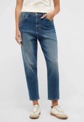 Damskie Spodnie Jeansowe Mustang Style Charlotte Tapered Denim Blue 1017595 5000 781. Niebieskie spodnie materiałowe damskie Mustang, bez wzorów, z denimu. Za 219.99 zł.