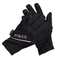 Rękawiczki jeździeckie Polar ocieplane. Czarne rękawiczki dziecięce EQUUS BRAND, z polaru, bez ramiączek. W wyprzedaży za 44.99 zł.