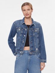 Tommy Jeans Kurtka jeansowa DW0DW16986 Niebieski Mom Fit. Niebieskie kurtki damskie Tommy Jeans, xs, bez wzorów, z bawełny, bez kaptura. Za 449.99 zł.