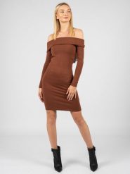 Guess Sukienka | W1YK0HZ2V40 | Kobieta | Brązowy. Brązowe sukienki damskie Guess, s, z aplikacjami, z dzianiny, bez kołnierzyka, bez ramiączek, midi, dopasowane. W wyprzedaży za 269.00 zł.