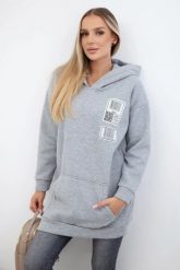 Bluza z kapturem z naszywkami szara. Szare bluzy z kapturem damskie KESI, l, z bawełny. Za 278.10 zł.