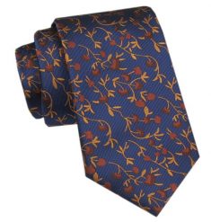 Elegancki Krawat Męski Angelo di Monti - Ciemnoniebieski, Motyw Kwiatowy. Niebieskie krawaty i muchy męskie Angelo di Monti, bez wzorów, z tkaniny, eleganckie. Za 45.00 zł.