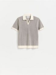 Bawełniany sweter polo - brązowy. Brązowe swetry męskie Reserved, l, bez wzorów, z bawełny, bez kołnierzyka. Za 119.99 zł.
