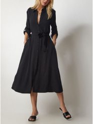 LA Angels Sukienka w kolorze czarnym rozmiar: S. Czarne sukienki damskie LA Angels, na co dzień, s, bez wzorów, z tkaniny, bez kołnierzyka, bez ramiączek, midi, proste. Za 187.52 zł.