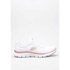 Obuwie Sportowe Damskie Skechers Mesh Lace-Up W Biały. Białe buty sportowe na co dzień damskie Skechers, bez wzorów, z materiału, trekkingowe. Za 304.00 zł.