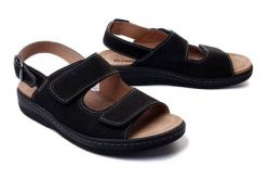 DR. BRINKMANN 610241-1 schwarz, sandały profilaktyczne męskie. Czarne sandały męskie Dr. Brinkmann, ze skóry, bez zapięcia. Za 179.95 zł.
