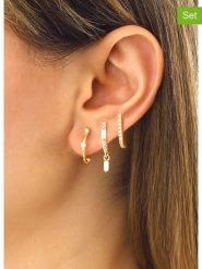 Miu Silver Pozłacane kolczyki (3 szt.) z cyrkoniami rozmiar: onesize. Szare kolczyki damskie Miu Silver, z cyrkonią, pozłacane. Za 113.99 zł.