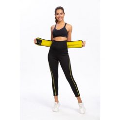 Spodnie fitness neoprenowe wyszczuplające damskie z paskiem. Czarne spodnie sportowe damskie SLIMBODY, xl, z neoprenu, na fitness i siłownię. W wyprzedaży za 89.00 zł.