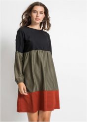 Sukienka mini. Czarne sukienki damskie bonprix, bez wzorów, bez kołnierzyka, bez ramiączek, mini. Za 109.99 zł.