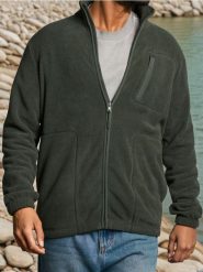 Bluza polarowa z kieszeniami - zielony. Zielone bluzy bez kaptura męskie Sinsay, l, z polaru. Za 59.99 zł.