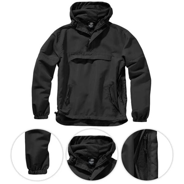Kurtka męska Brandit Summer Windbreaker Czarna. Czarne kurtki męskie Brandit, na jesień, l, bez wzorów, z materiału, z kapturem. Za 208.70 zł.