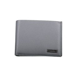 Skórzany portfel w kolorze szarym. Szare portfele męskie CALVIN KLEIN, bez wzorów, ze skóry. W wyprzedaży za 249.95 zł.