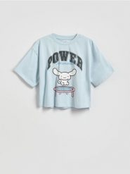 T‑shirt Cinnamoroll - jasnoniebieski. Niebieskie koszulki dziewczęce Reserved, bez wzorów, z bawełny, bez ramiączek. Za 39.99 zł.