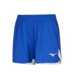 Szorty damskie Mizuno Classic. Niebieskie szorty damskie Mizuno, bez wzorów, z materiału, eleganckie. Za 134.00 zł.