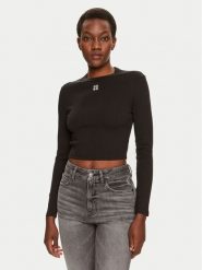 Hugo Bluzka Dafilomena_3 50518378 Czarny Slim Fit. Czarne bluzki damskie Hugo, xxl, bez wzorów, z bawełny, bez ramiączek. Za 189.99 zł.
