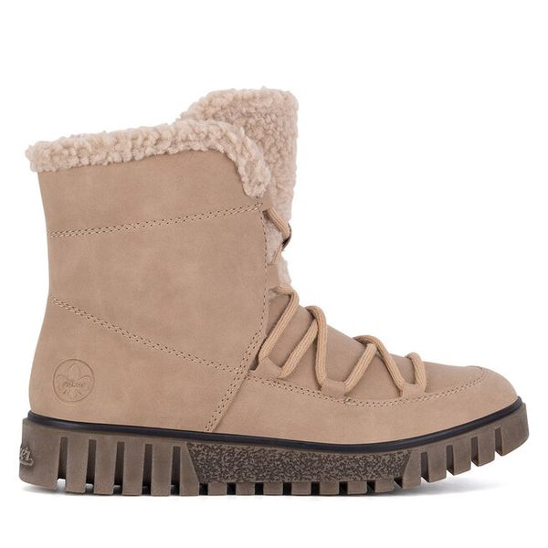 Trzewiki Rieker. Brązowe botki damskie Rieker, bez obcasa, na płaskiej podeszwie, bez zapięcia. Za 311.99 zł.