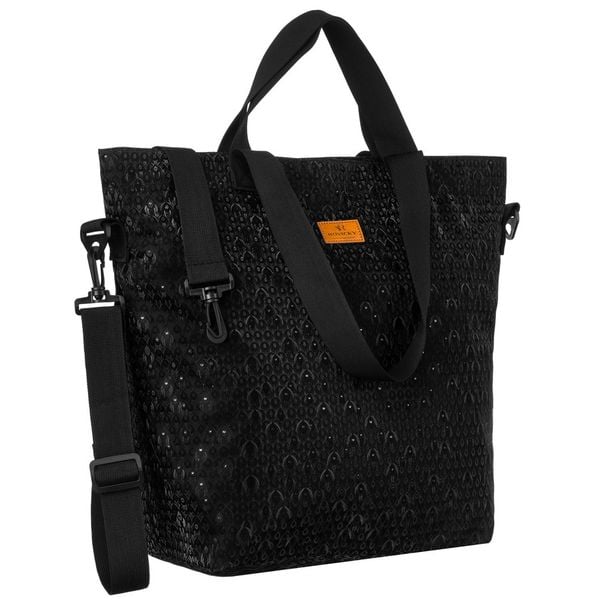 Wygodny shopper damski z poliestru w czarnym kolorze Rovicky R-TZ15605. Czarne shopper bag damskie ROVICKY, bez wzorów, bez dodatków. Za 49.99 zł.