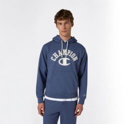 Bluza z kapturem męska Champion. Niebieskie bluzy z kapturem męskie CHAMPION, m, z tkaniny. Za 249.99 zł.