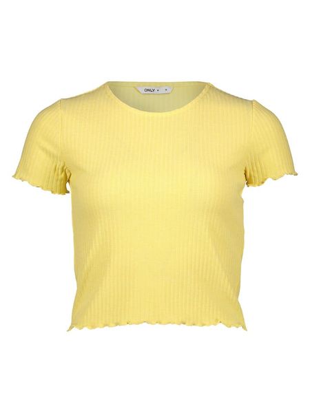 ONLY Koszulka w kolorze żółtym rozmiar: XS. Żółte bluzki damskie Only, xs, bez wzorów, bez kołnierzyka, bez ramiączek. Za 51.95 zł.